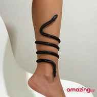 خلخال سوار كاحل معدني ملفوف بالثعبانمرنة قابلة للثني الأفعى قلادة تويست مجوهرات التفاف الإسورة خاتم الأفعى الأقراط معدن للنساء والمراهقات - ثعبان  اسود | اساور كاحل اسورة ثعبان خلخال خلخال للقدم خلخال مضئ رقص لولى نجمة | amazingEGP