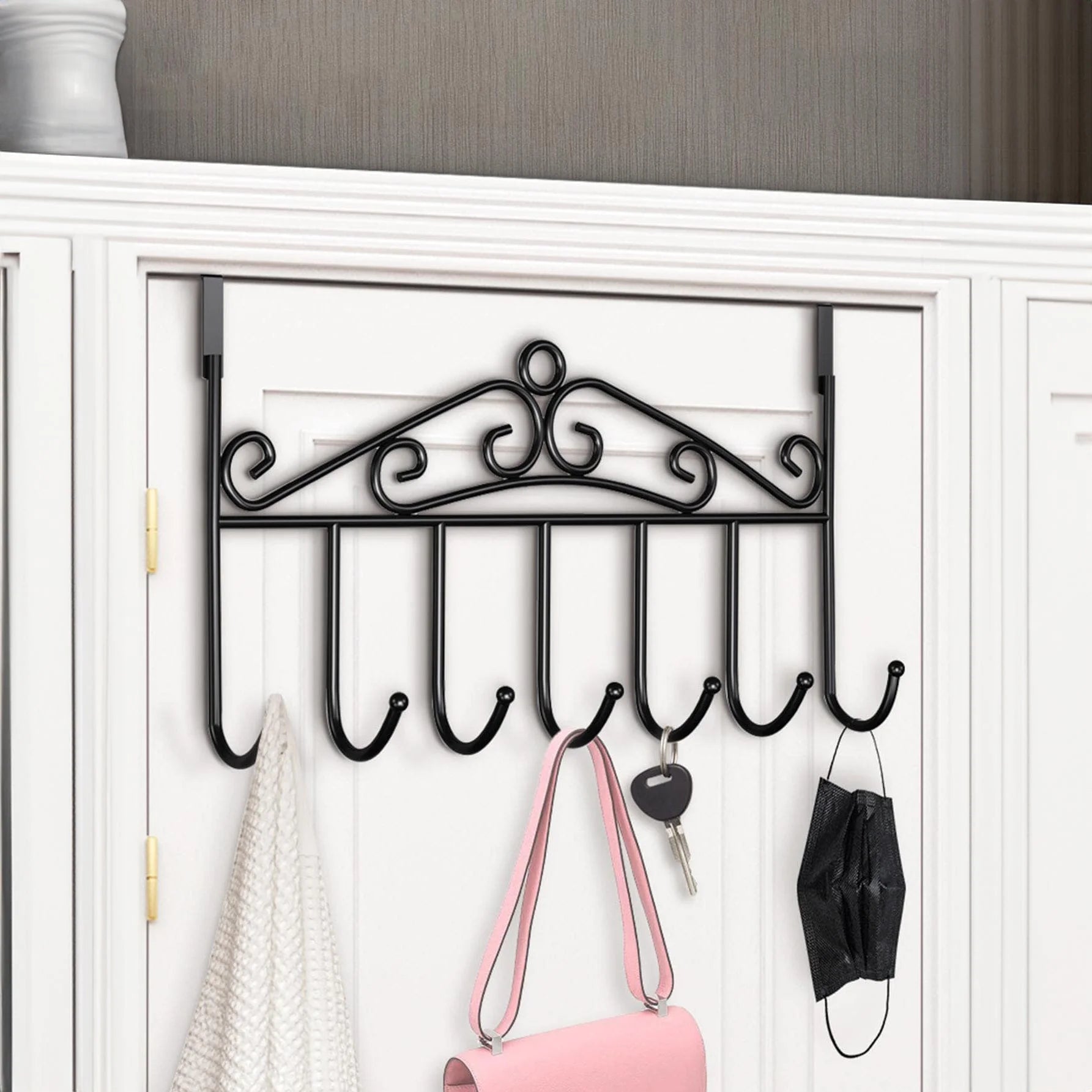 شماعة ملابس فوق الباب علاقة بخطاف للتعليق على الباب وغرفة الاستحمام بدون ثقوب خطاف فوق الباب لتعليق الملابس والمعاطف والمناشف - معدن اسود | بدون ثقوب خطاف فوق الباب خطافات فوق الباب رف شماعة شماعة ملابس علاقة علاقة ملابس | amazingEGP