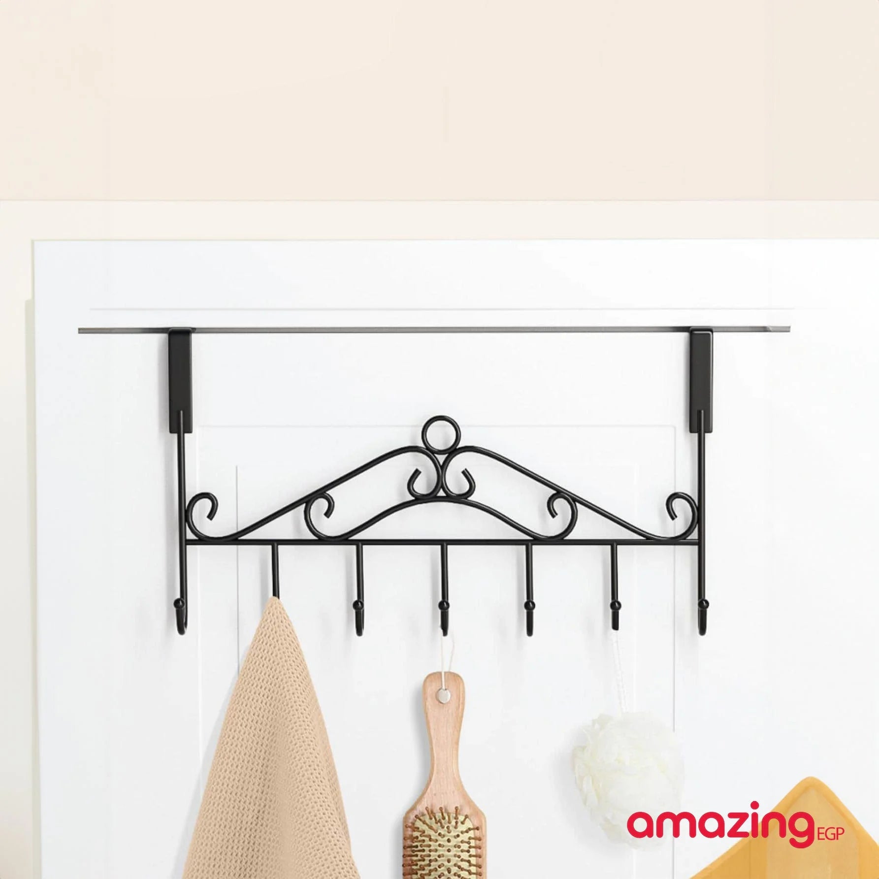 شماعة ملابس فوق الباب علاقة بخطاف للتعليق على الباب وغرفة الاستحمام بدون ثقوب خطاف فوق الباب لتعليق الملابس والمعاطف والمناشف - معدن اسود | بدون ثقوب خطاف فوق الباب خطافات فوق الباب رف شماعة شماعة ملابس علاقة علاقة ملابس | amazingEGP