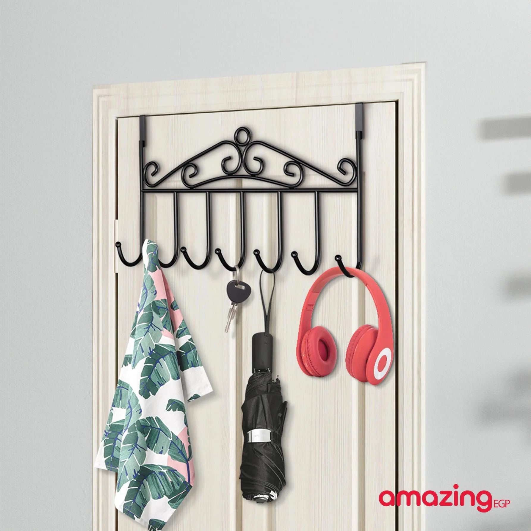 شماعة ملابس فوق الباب علاقة بخطاف للتعليق على الباب وغرفة الاستحمام بدون ثقوب خطاف فوق الباب لتعليق الملابس والمعاطف والمناشف - معدن اسود | بدون ثقوب خطاف فوق الباب خطافات فوق الباب رف شماعة شماعة ملابس علاقة علاقة ملابس | amazingEGP