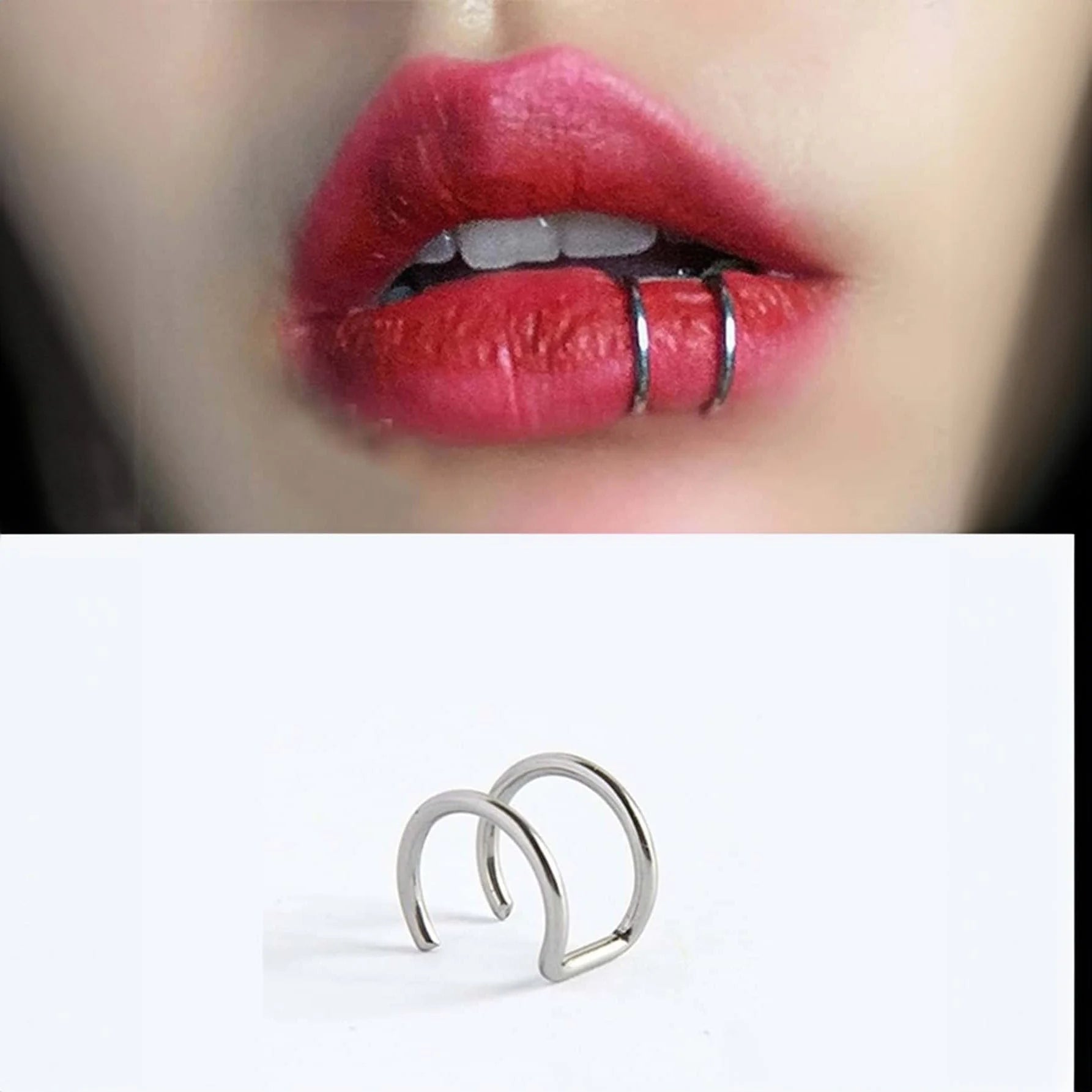 بيرسنج شفاه بدون ثقب بدون اخرام من الفولاذ المقاوم للصدأ لا تسبب الحساسية لا حاجة للخرم  حلقة شفاة بسيطة غير مثقوبة للرجال والنساء تثبت بدون ثقب اوخرم | Copper Nose Cuff Copper اقراط انف بدون ثقوب بدون خرم بيرسنج بيرسنج شفاه حلقة أنف شفاه شفايف غير مثقوبة