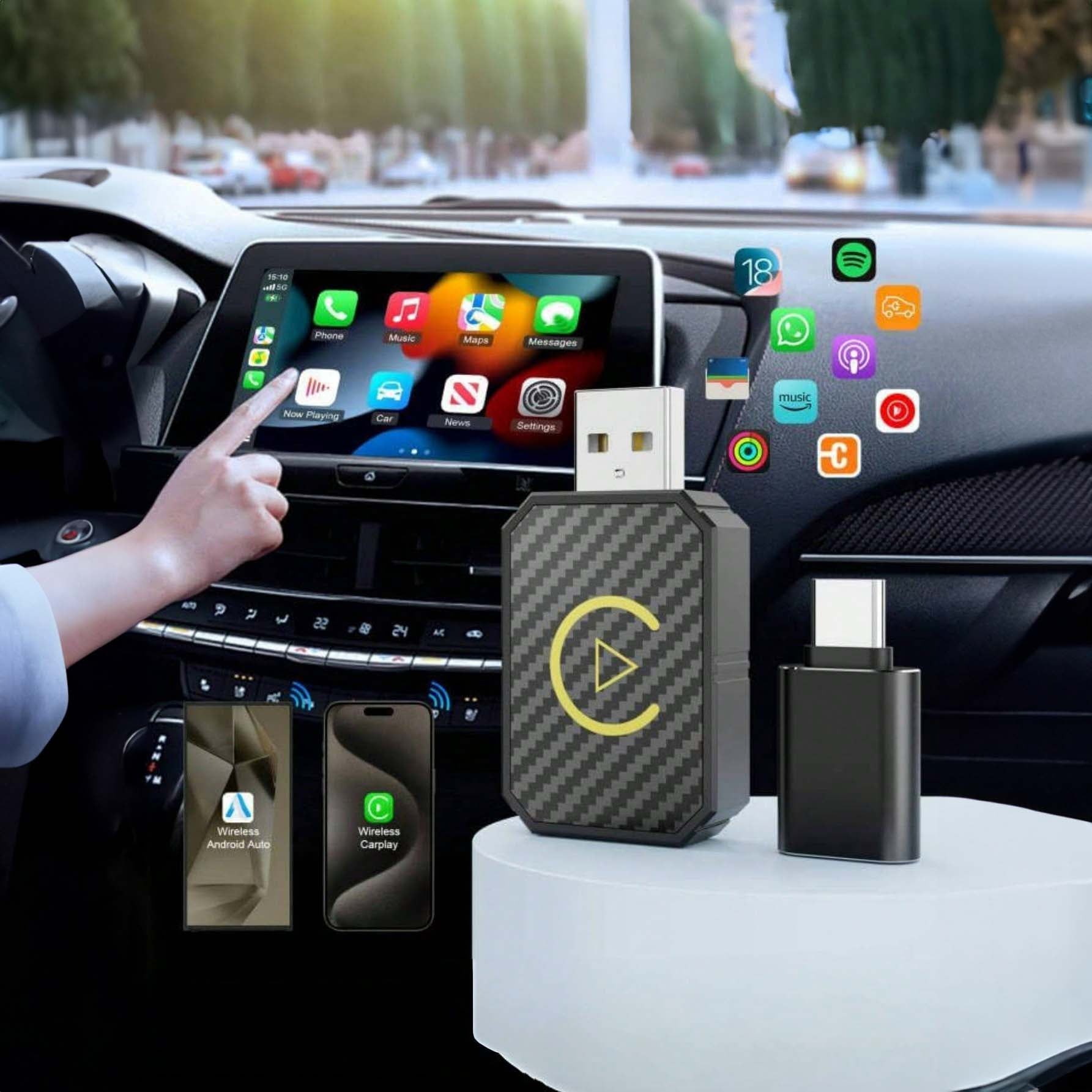 محول لاسلكي ميني كاربلاي carplay محول كاربلاي وأندرويد لاسلكي ميني – السيارات من موديلات 2016 فأكثر إلى لاسلكي ، محول ابل كاربلاي بدون تأخير - (AMZ-33c)