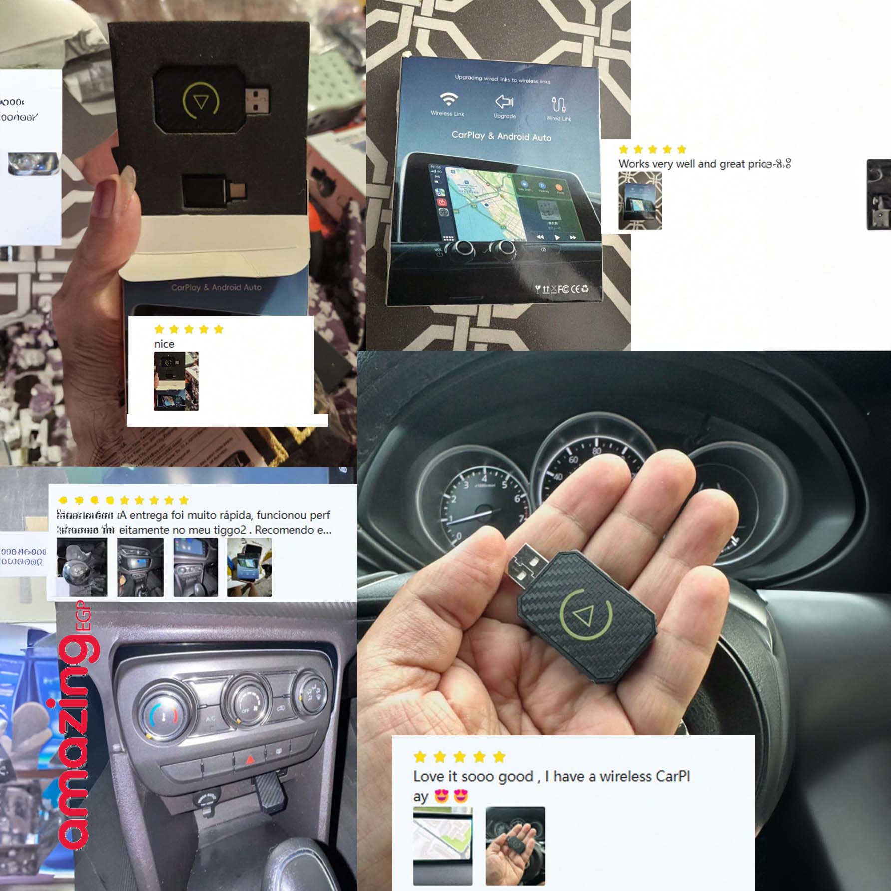 محول لاسلكي ميني كاربلاي carplay محول كاربلاي وأندرويد لاسلكي ميني – السيارات من موديلات 2016 فأكثر إلى لاسلكي ، محول ابل كاربلاي بدون تأخير - (AMZ-33c)