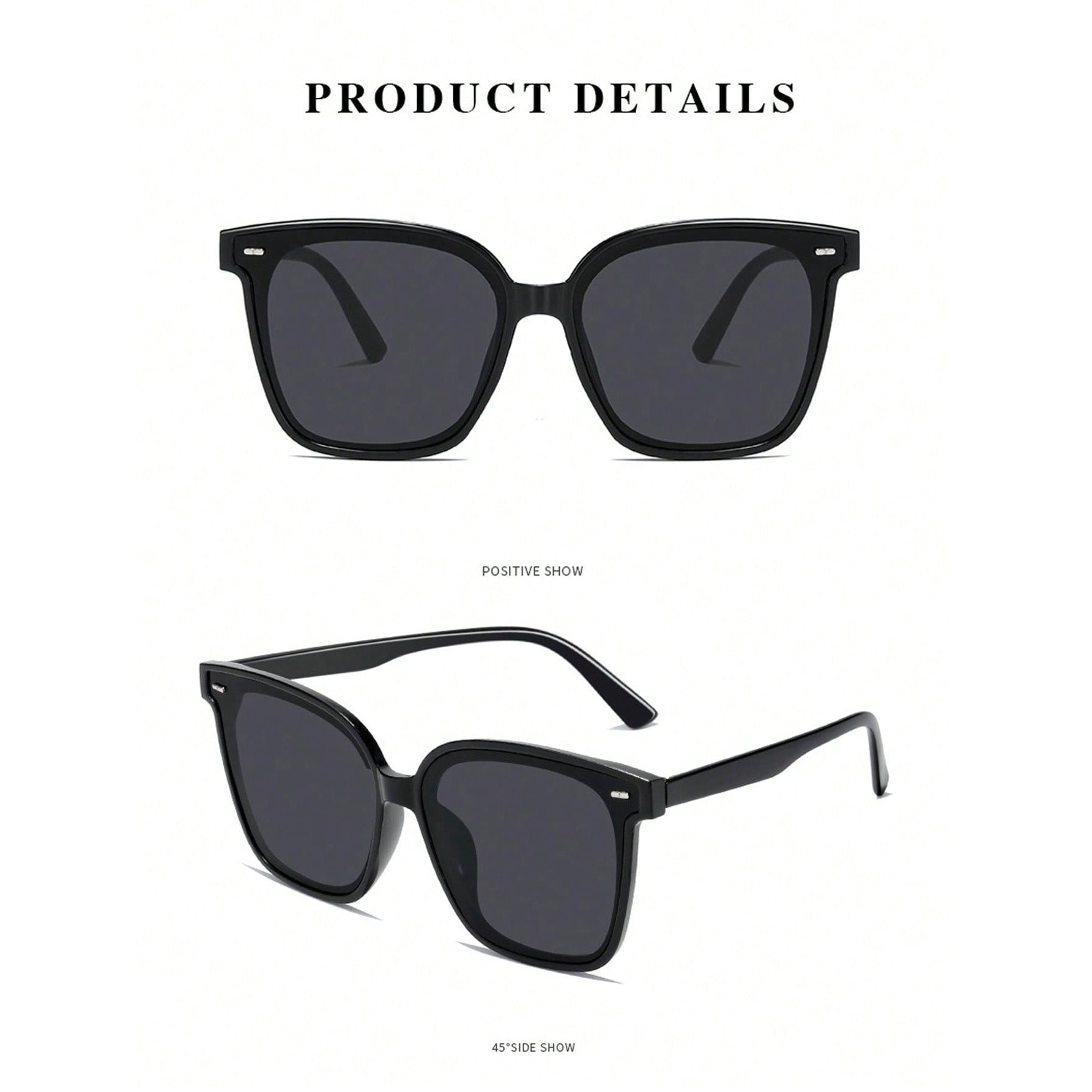 نظارات رجالية موضة بإطار مربع عصري وعدسات رمادية، تصميم رجعي أنيق للاستخدام اليومي والعمل والسفر