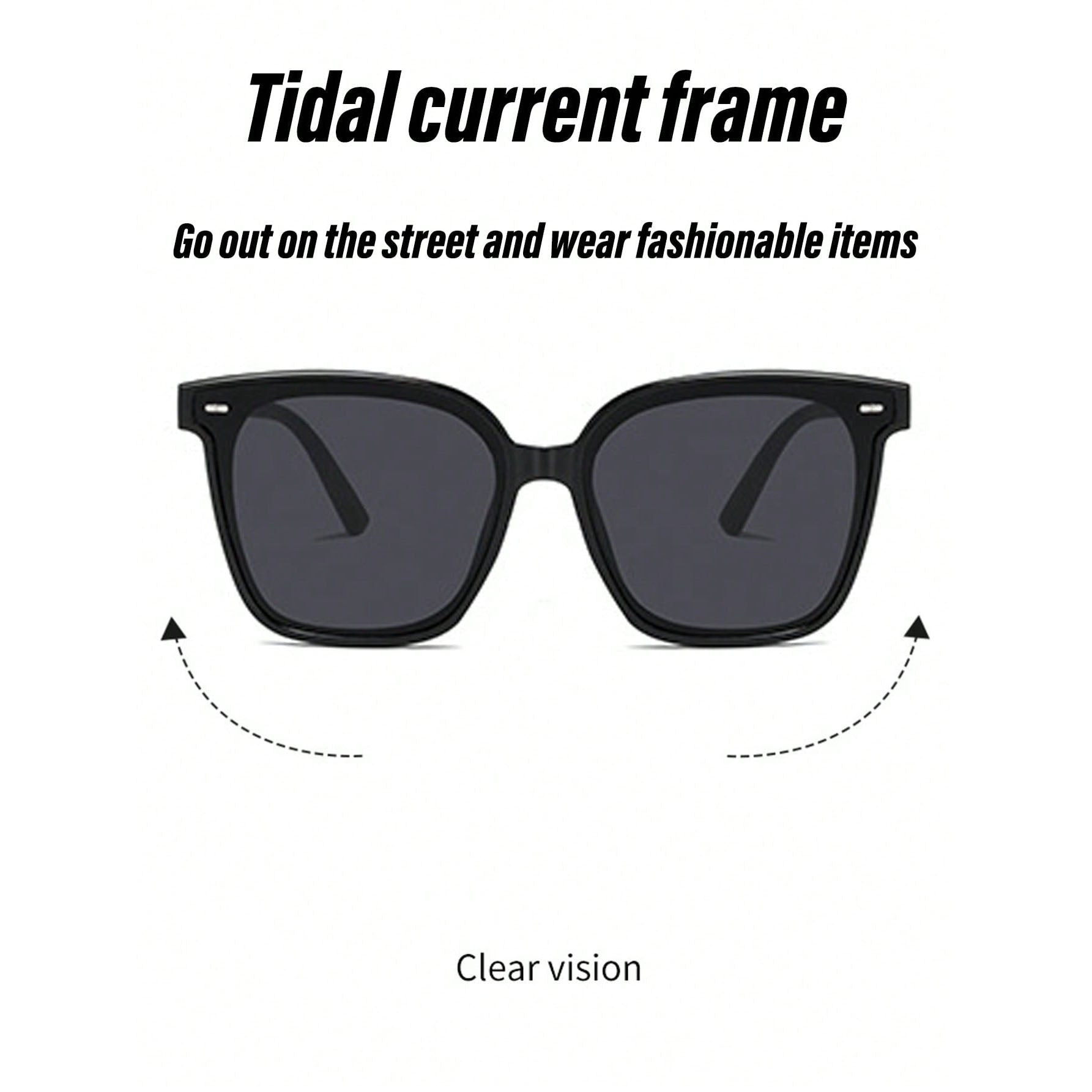 نظارات رجالية موضة بإطار مربع عصري وعدسات رمادية، تصميم رجعي أنيق للاستخدام اليومي والعمل والسفر