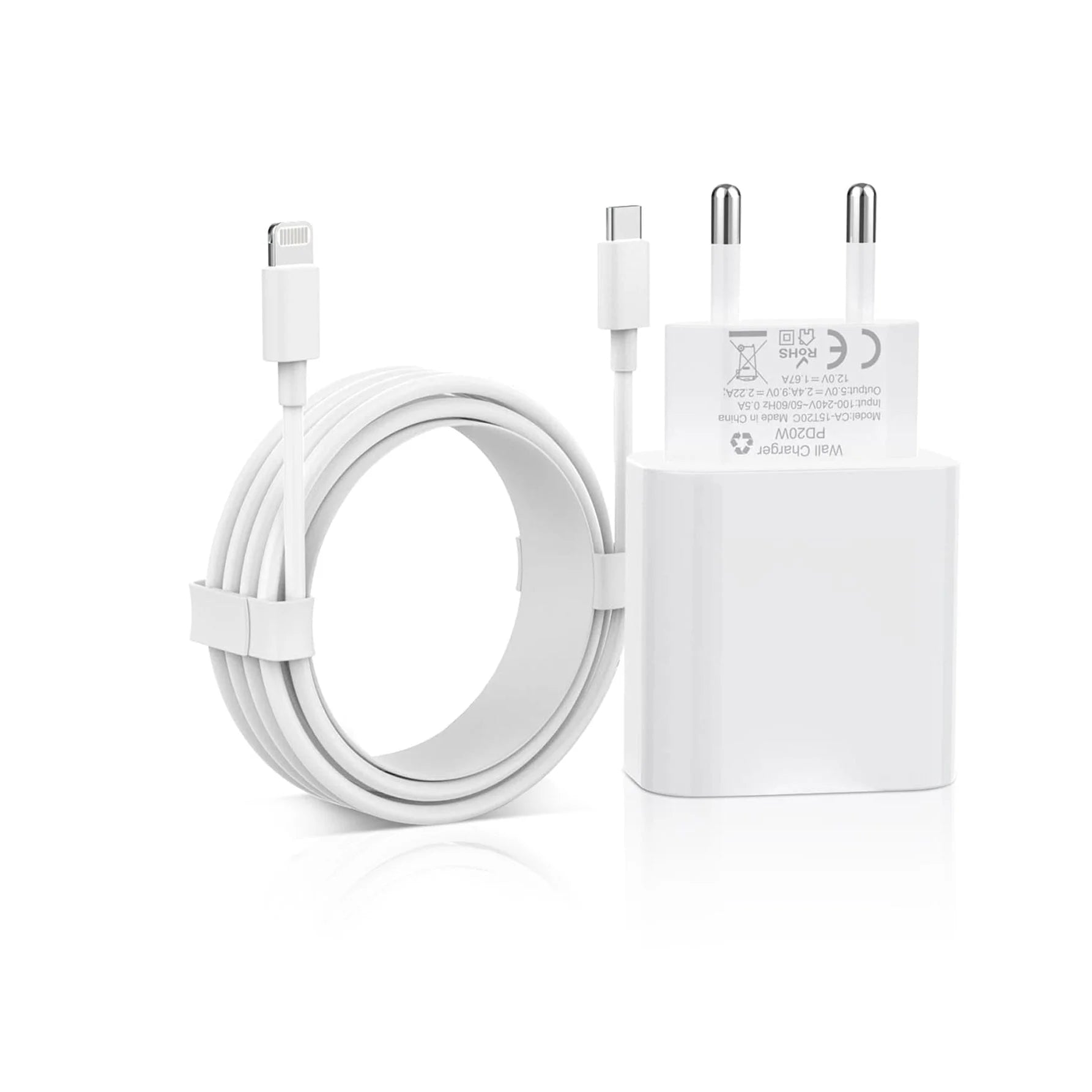 رأس شحن سريع 15 وات وكابل بيانات قطعة واحدة متوافق مع iPhone - راس سلك | apple watch ابل الموبيل ساعة ابل ساعة ذكية شاحن شاحن جوال شاحن ساعة | amazingEGP