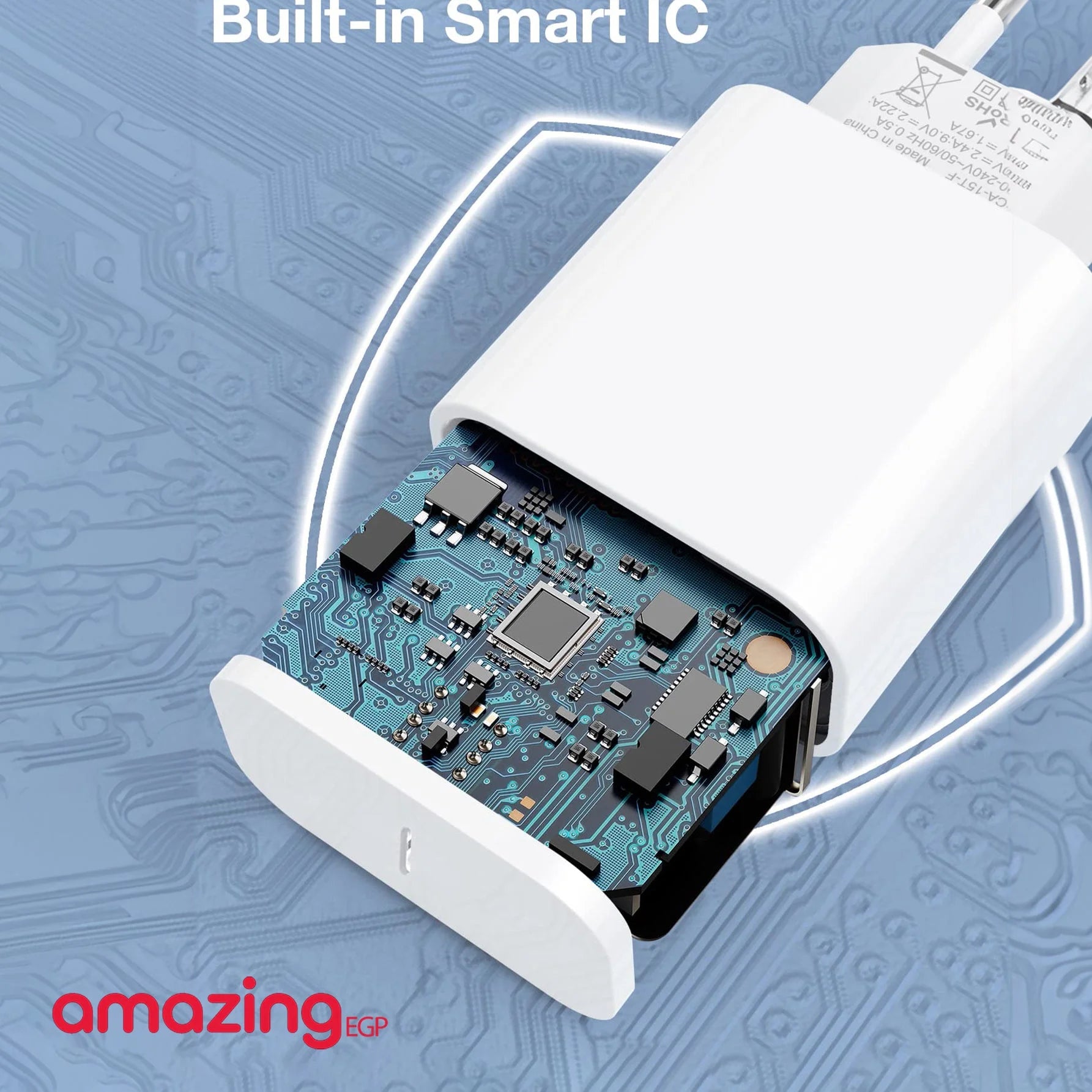 رأس شحن سريع 15 وات وكابل بيانات قطعة واحدة متوافق مع iPhone - راس سلك | apple watch ابل الموبيل ساعة ابل ساعة ذكية شاحن شاحن جوال شاحن ساعة | amazingEGP