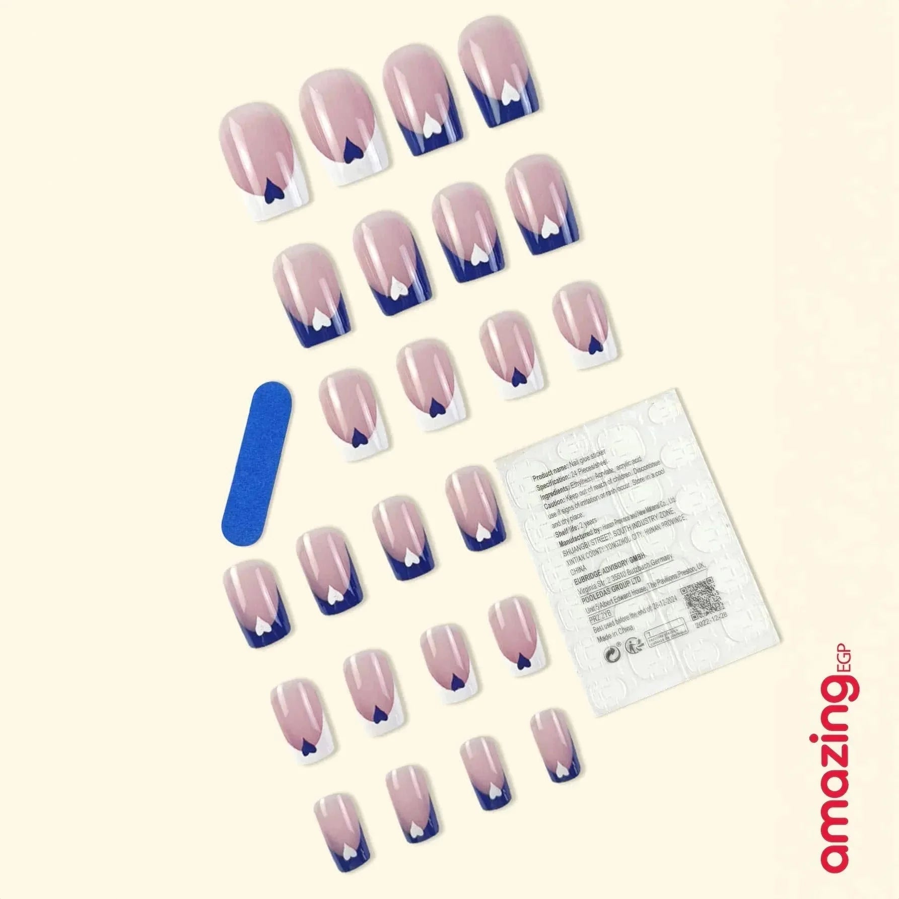 24 قطعة أظافر مجسمة مربعة قصيرة بتصميم بسيط وأزرق وفرنسي وقلب لحفلة أنيقة أظافر لصق يومية وأظافر مزيفة اضافر صناعيه اظافر اصطناع | اظافر اظافر قصيرة اظافر مستعارة الاظافر العناية بالاظافر العناية بالايدي المنيكير للاظافر مقلم اظافر مونيكير | amazingEGP