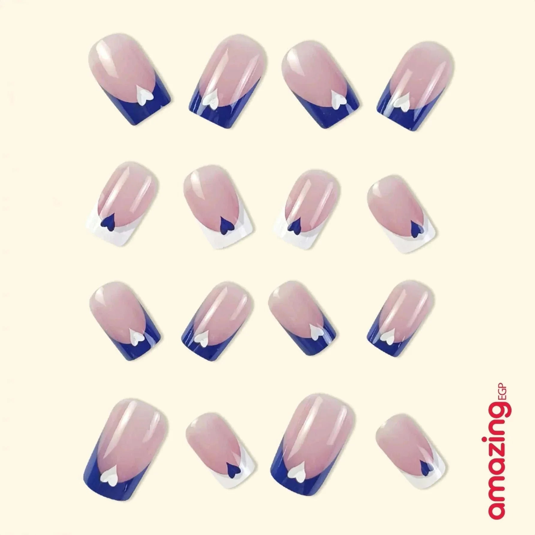 24 قطعة أظافر مجسمة مربعة قصيرة بتصميم بسيط وأزرق وفرنسي وقلب لحفلة أنيقة أظافر لصق يومية وأظافر مزيفة اضافر صناعيه اظافر اصطناع | اظافر اظافر قصيرة اظافر مستعارة الاظافر العناية بالاظافر العناية بالايدي المنيكير للاظافر مقلم اظافر مونيكير | amazingEGP