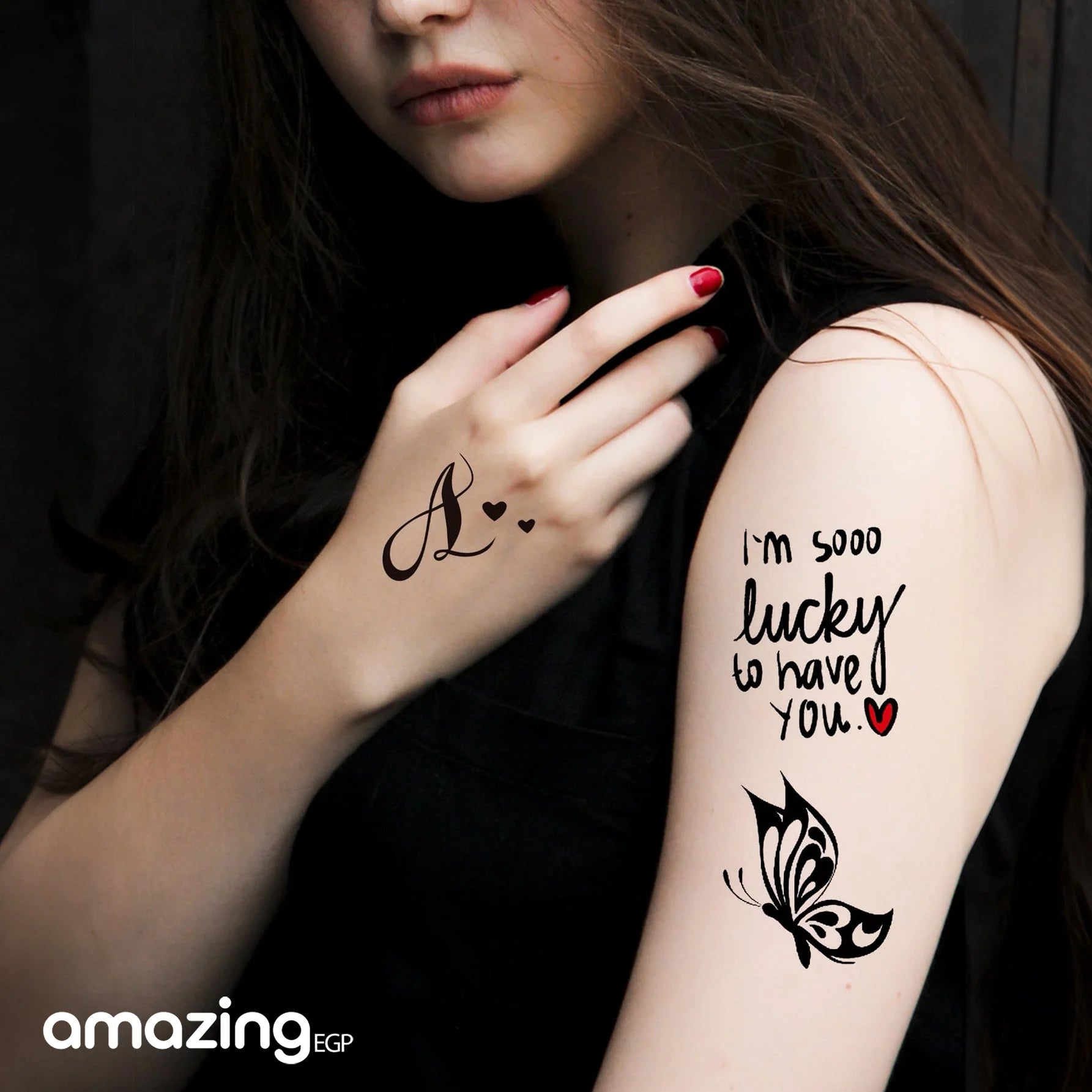 ملصق وشم مقاوم للماء يدوم طويلا نمط كتابة عربي وشم يمكن التخلص منه للنساء حقيقي ملصق وشم عربي للنساء و بنات لمستلزمات الحفلات للنساء والاطفال عربي | تاتوة مضيئ تاتوه تاتوه_للجسم ملصق وشم وشم وشم مضيئ | amazingEGP