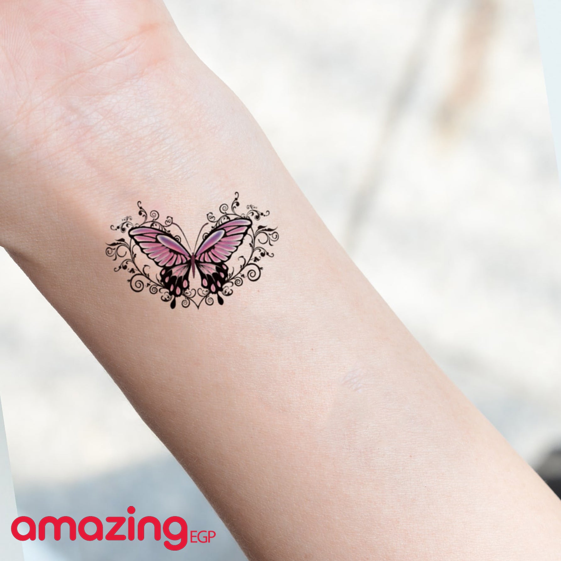 وشم مؤقت ضد الماء – فراشات ملونة بتصميم كلاسيكي (ورقة واحدة) - M159
