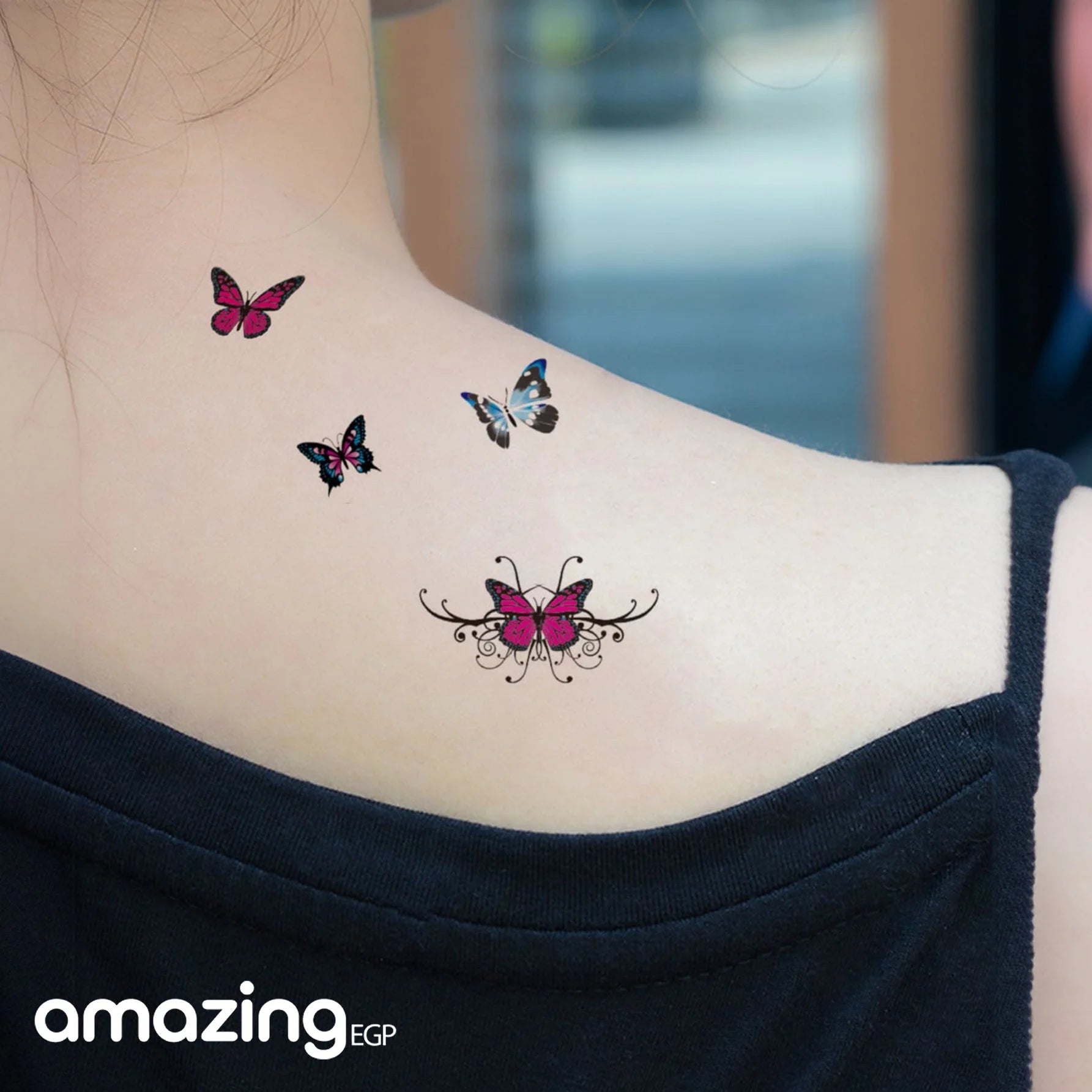 ملصق وشم نمط فراشات وشم يمكن التخلص منه للنساء ملصقات الوشم بالغ حقيقي ملصق وشم فراشة للنساء و بنات لمستلزمات الحفلات للنساء والاطفال فراشات | تاتو مؤقت تاتوة مضيئ تاتوه تاتوه_للجسم ملصق وشم وشم وشم مضيئ | amazingEGP