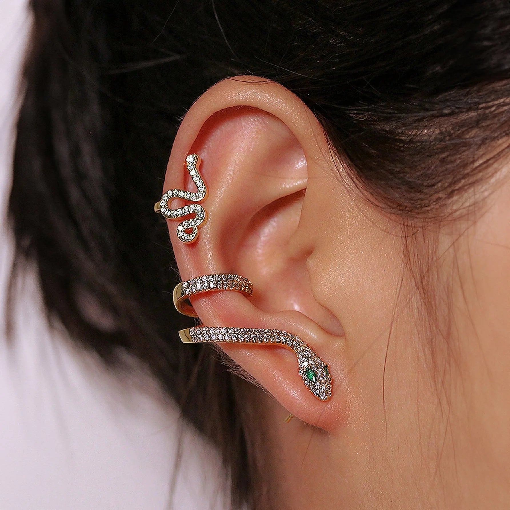 بيرسنج للاذن من الفولاذ المقاوم للصدأ لا تسبب الحساسية أقراط غريبة الشكل على شكل ثعبان أمامي وخلفي للنساء مشبك أذن | Copper Nose Cuff Copper اقراط انف بدون ثقوب بدون خرم بيرسنج بيرسنج شفاه تعبان ثعبان ثقب الأذن حلق حلق للاذن حلقة أنف خرم الاذن شفاه شفايف