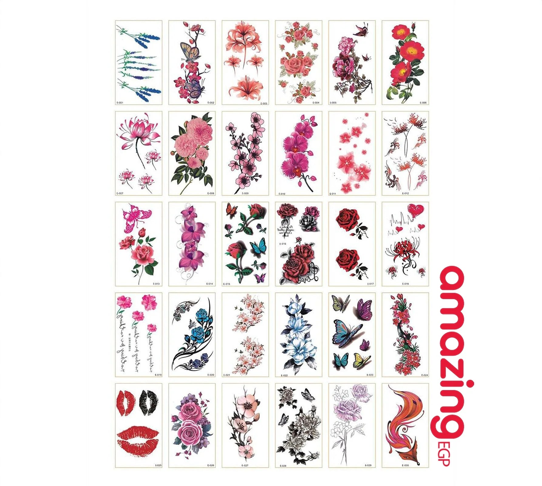 ملصق وشم زهرة مقاوم للماء يدوم طويلا نمط وردة وشم يمكن التخلص منه للنساء حقيقي ملصق وشم للنساء و بنات لمستلزمات الحفلات للنساء والاطفال - 30 ورقة sb_5219 | تاتوة مضيئ تاتوة وردة تاتوه تاتوه_كتابة تاتوه_للجسم زهرة ملصق وشم وشم وشم مضيئ وشم_كتابة | amazi