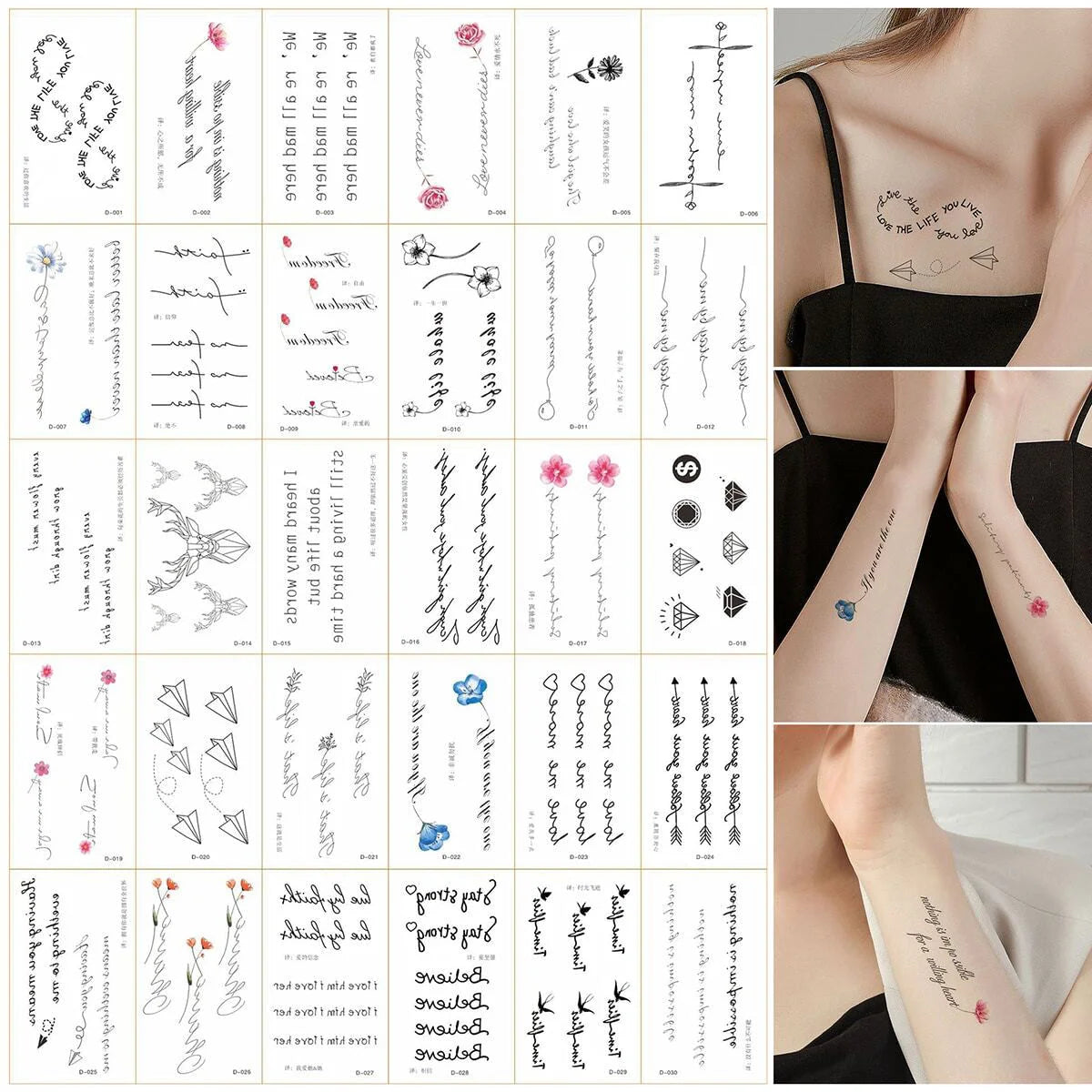 ملصق وشم مقاوم للماء يدوم طويلا رسمة لإصبع وأذن وخلف الأذن وأجزاء الجسم الصغيرة الأخرى للنساء و بنات لمستلزمات الحفلات للنساء والاطفال sb_8311 | تاتو مؤقت تاتوة مضيئ تاتوة وردة تاتوه تاتوه وجه تاتوه_كتابة تاتوه_للجسم زهرة ملصق وشم وشم وشم مؤقت وشم مضيئ و