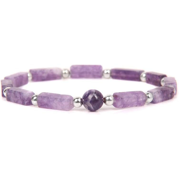 سوار فاخر للجنسين من الأحجار الكريمة سوار طاقة من الجمشت الطبيعي لتنقية الجسم وتخفيف التعب – سوار أنيق قابل للتعديل للنساء