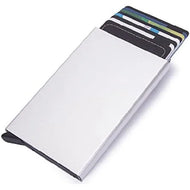 حامل بطاقات الومنيوم  كراتة مع تقنية RFID  - حامل بطاقات الائتمان بتصميم بسيط ورفيع للرجال والنساء حافظة معدنية صغيرة تحجب تقنية تحديد الهوية بموجات الراديو بتقنية RFID |فضي| | الرجال جلد طبيعي حافظ كروت كراتة كرادة محافظ محافظ نسائي محفظة محفظة رجالي محف