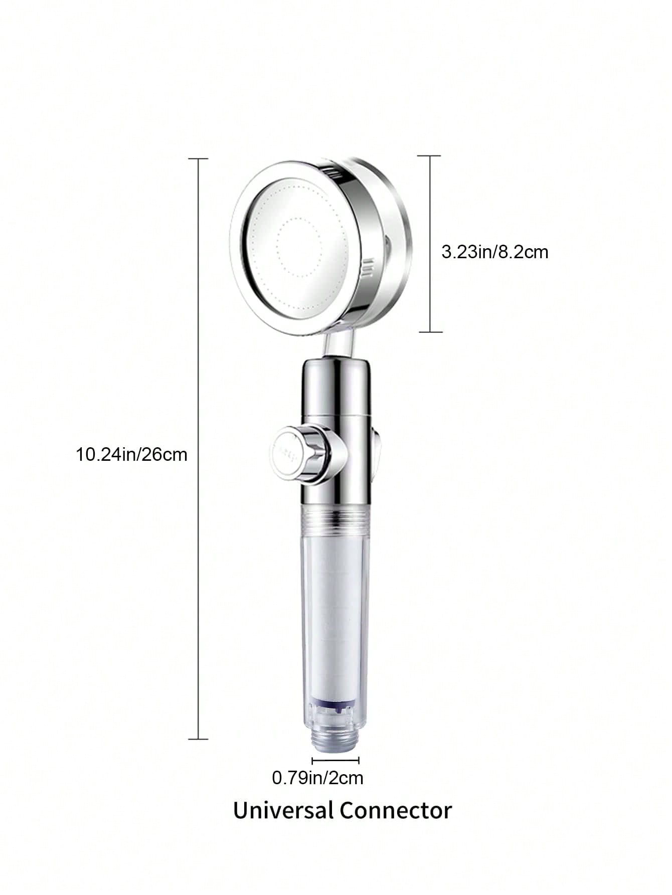 رأس دش يدوي دوار بديل ضغط عالي يعمل بقوة دفع مروحية وموفر للمياه وبفلتر داخلي - بزار ضبط