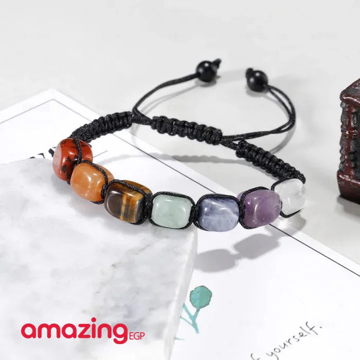 سوار للجنسين إسورة مضفرةمن الاحجار الكريمة الطبيعية قابل للتعديل من احجار كريمة فاخر للرجال والنساء منسوجة زخرفة اليدوية - كريستال | اسورة اكسسوارات الرجال | amazingEGP