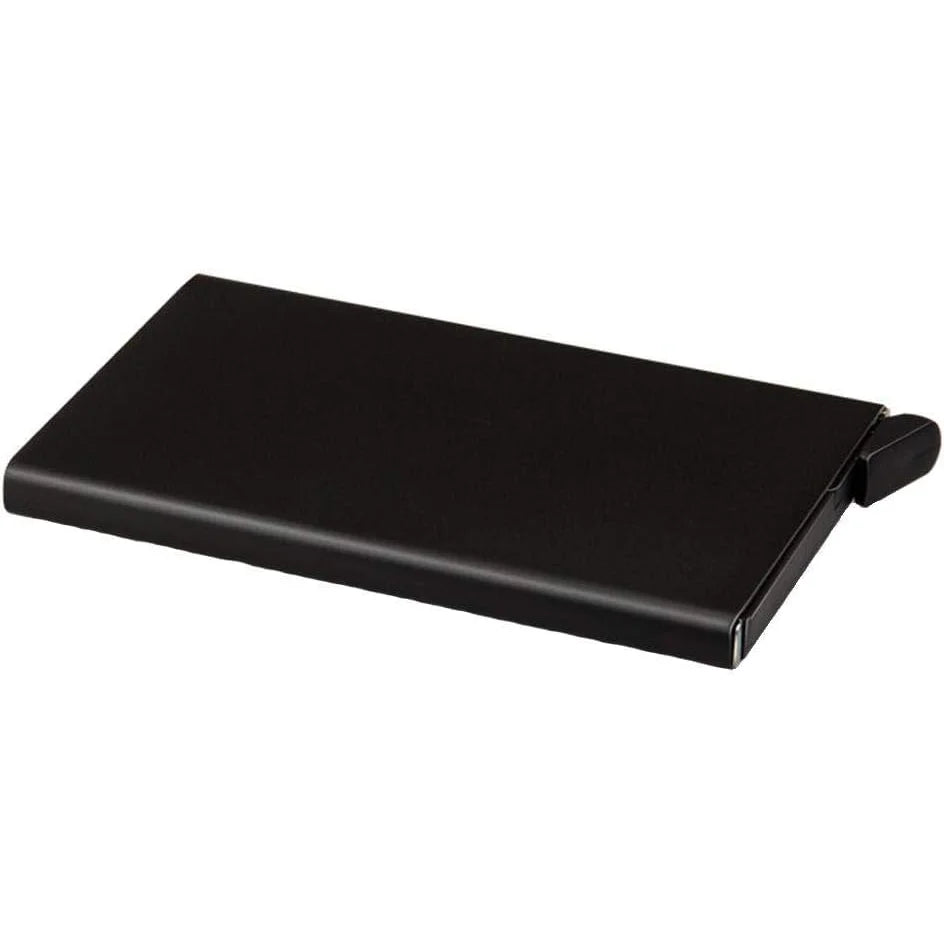 حامل بطاقات الومنيوم كراتة مع تقنية RFID - حامل بطاقات الائتمان بتصميم بسيط ورفيع للرجال والنساء حافظة معدنية صغيرة تحجب تقنية تحديد الهوية بموجات الراديو بتقنية RFID | اسود| | الرجال جلد طبيعي حافظ كروت كراتة كرادة محافظ محافظ نسائي محفظة محفظة رجالي م