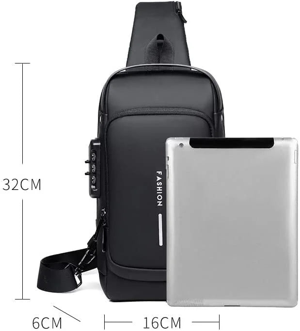 حقيبة كروسبودي مع حقيبة كتف واحدة للشحن عبر USB مقاوم للماء مضاد للسرقة مصمم للجنسين للسفر- اسود | شنط صغيرة شنط ظهر شنطة شنطة تابلت كروسباك كروسبودي | amazingEGP