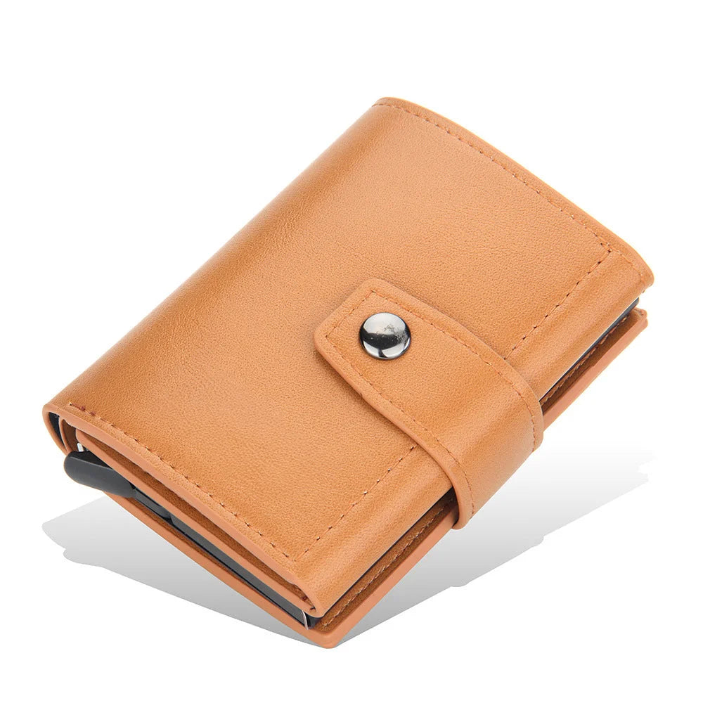حامل بطاقات مع تقنية RFID - محفظة رجالية عالية الجودة من الجلد الأصلي محفظة ذكية نحيفة ورفيعة محفظة صغيرة هدية لحماية معلومات CC الخاصة بك بتقنية RFID | بني فاتح| | الرجال جلد طبيعي حافظ كروت كراتة كراته محافظ محافظ نسائي محفظة محفظة رجالي محفظة كربون |