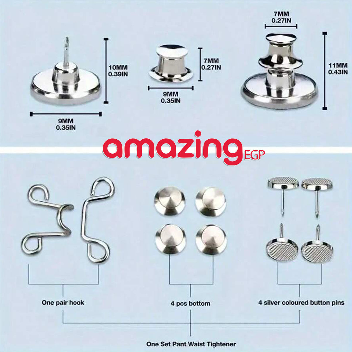 مشبك شدّ خصر للجينز قابل للتعديل – أزرار خصر فورية بدون خياطة، طقم 2 للبناطيل والتنانير | أبيض
