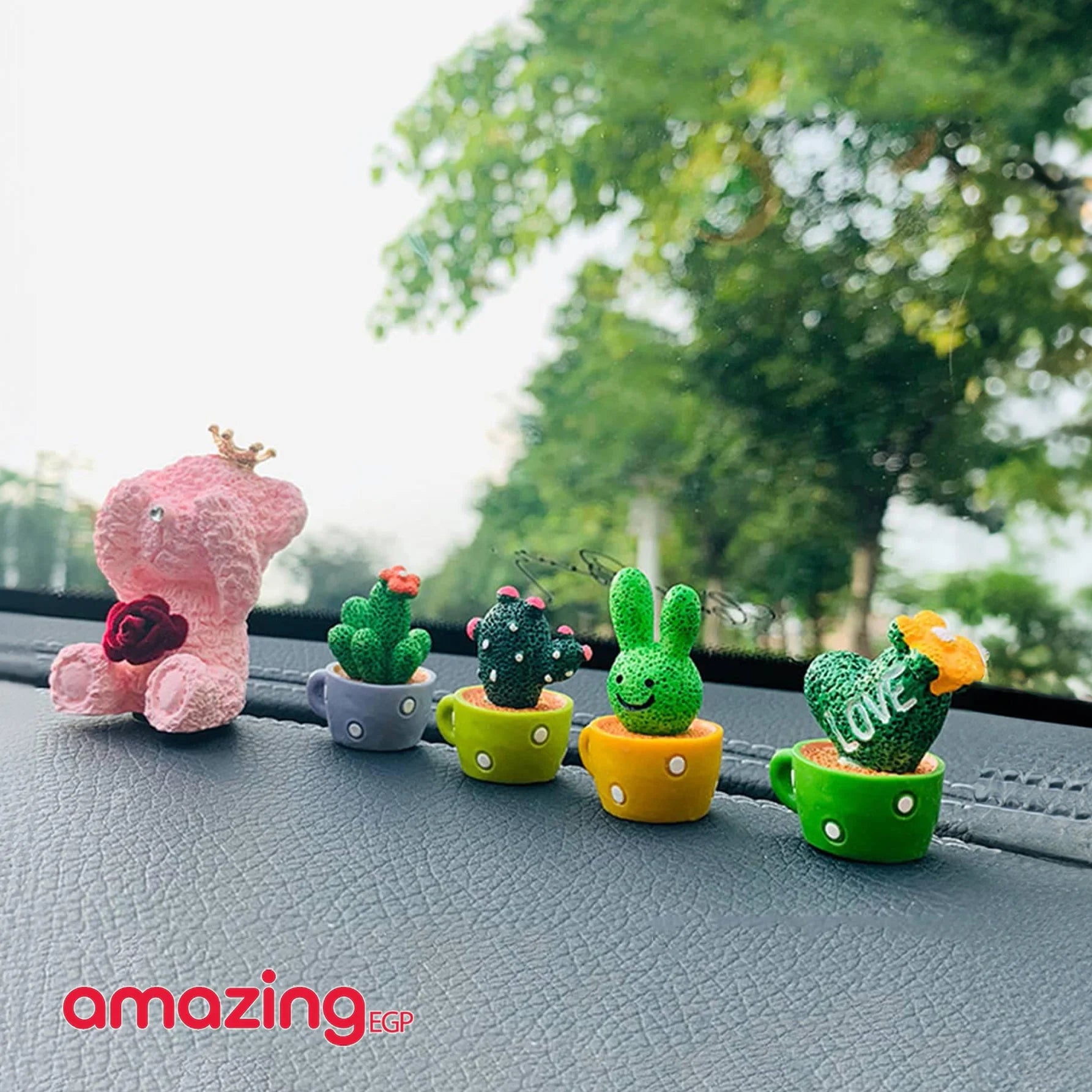 ديكورات لوحة القيادة الداخلية للسيارة فن النباتات المحفوظة بوعاء صغيرة - 4 قطع | تمثال تمثال حب تمثال مكتب تنظيف_السيارة زوجين سيارات سيارة لوازم سيارة هدايا هدية | amazingEGP