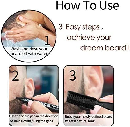 قلم حشو اللحية  للرجال - مقاوم للماء والعرق  يدوم طويلا - قلم اللحية مع فرشاة صغيره يخلق لحية وشارب وحواجب ذات مظهر طبيعي - بني | الشعر العناية_بالشعر اللحية تغزير_اللحية ملئ_فرغات_الشعر | amazingEGP