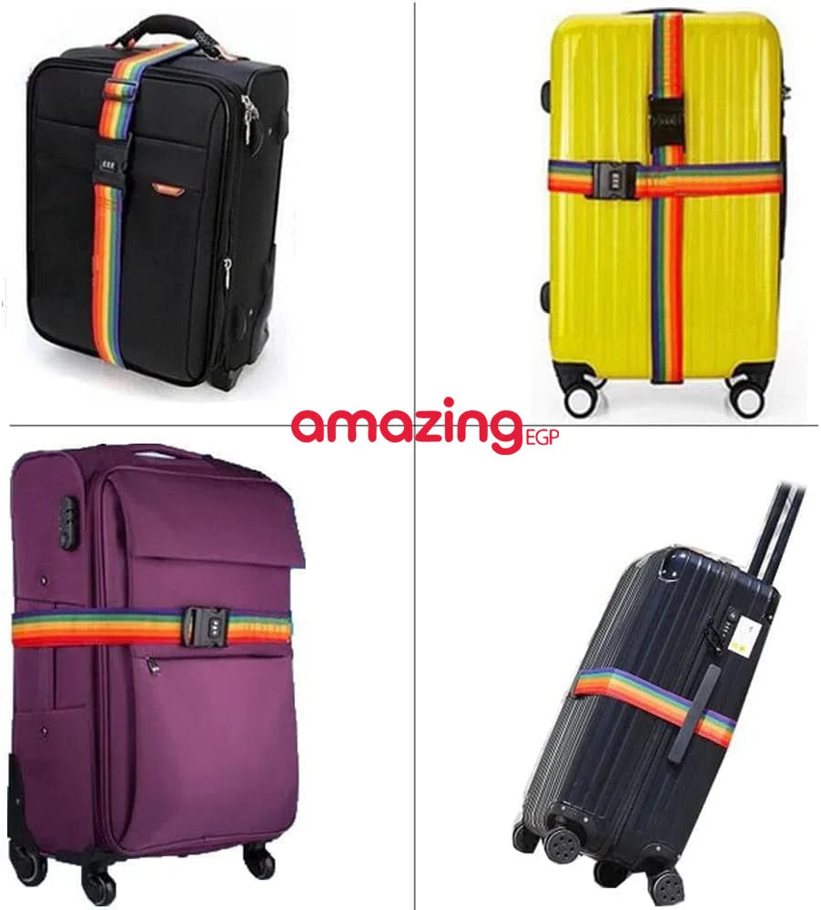أشرطة الأمتعة TSA مع قفل مزيج قابل للتعديل حزام متقاطع غير قابل للانزلاق حزام شنطةالسفر - متعدد الالوان | اقفال الأقفال حزام حزام للشنطة سفر شنط سفر قفل قفل_ديجيتال | amazingEGP