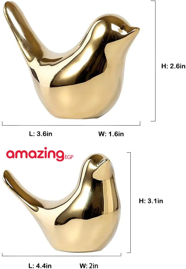 ديكور سيراميك على شكل طائر مبتكر لتزيين المنزل وغرفة الرسم والمكتب تمثال زينة منحوت مناسب كهدية| 2 قطعة - ذهبي | تمثال تمثال مكتب حمامة ديكور ديكور_مكتب ديكور_منزل طائر | amazingEGP