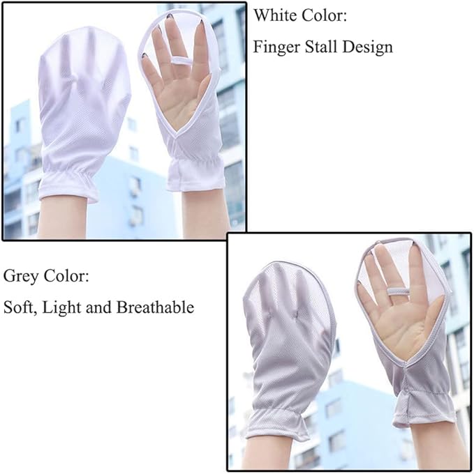 قفازات صيفية بدون أصابع للقيادة – حماية من الشمس والأشعة فوق البنفسجية قفازات يد واقية من أشعة الشمس والأشعة فوق البنفسجية - ابيض