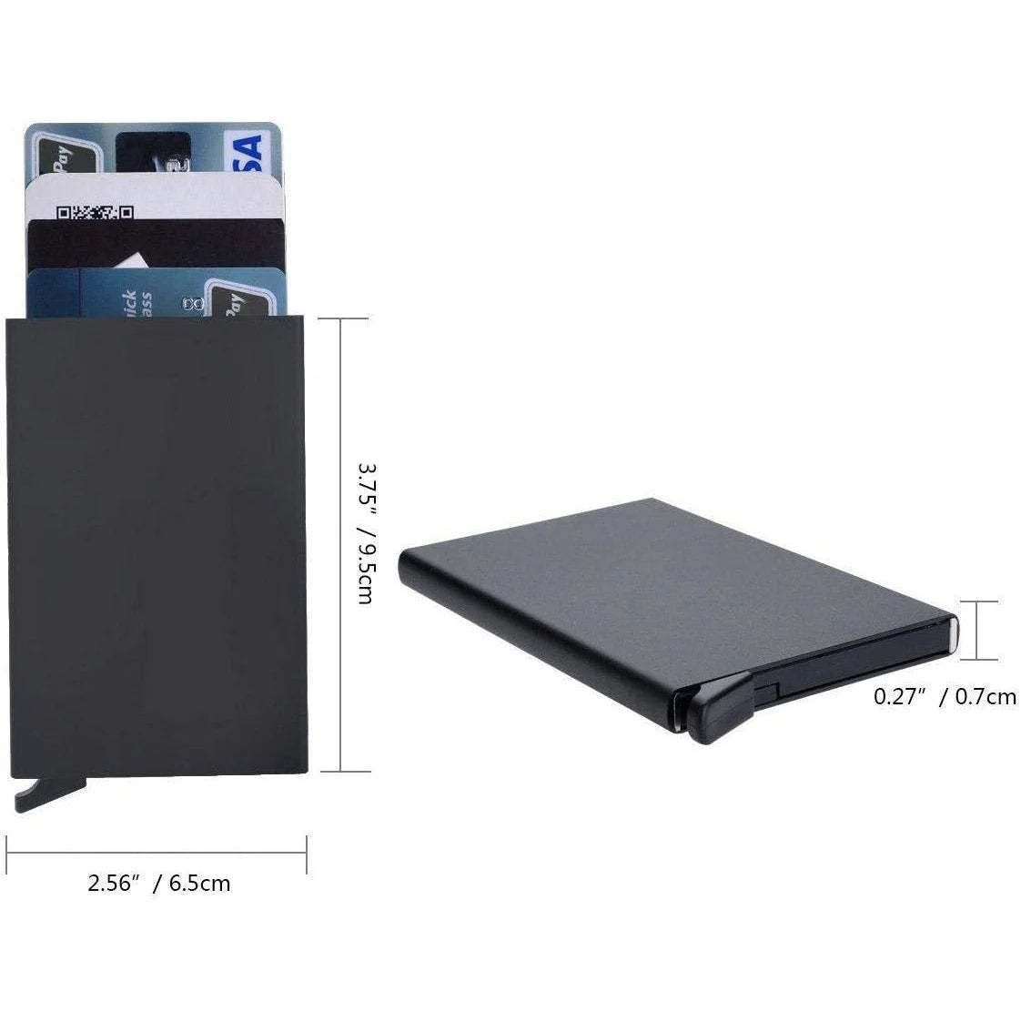 حامل بطاقات الومنيوم كراتة مع تقنية RFID - حامل بطاقات الائتمان بتصميم بسيط ورفيع للرجال والنساء حافظة معدنية صغيرة تحجب تقنية تحديد الهوية بموجات الراديو بتقنية RFID | اسود| | الرجال جلد طبيعي حافظ كروت كراتة كرادة محافظ محافظ نسائي محفظة محفظة رجالي م