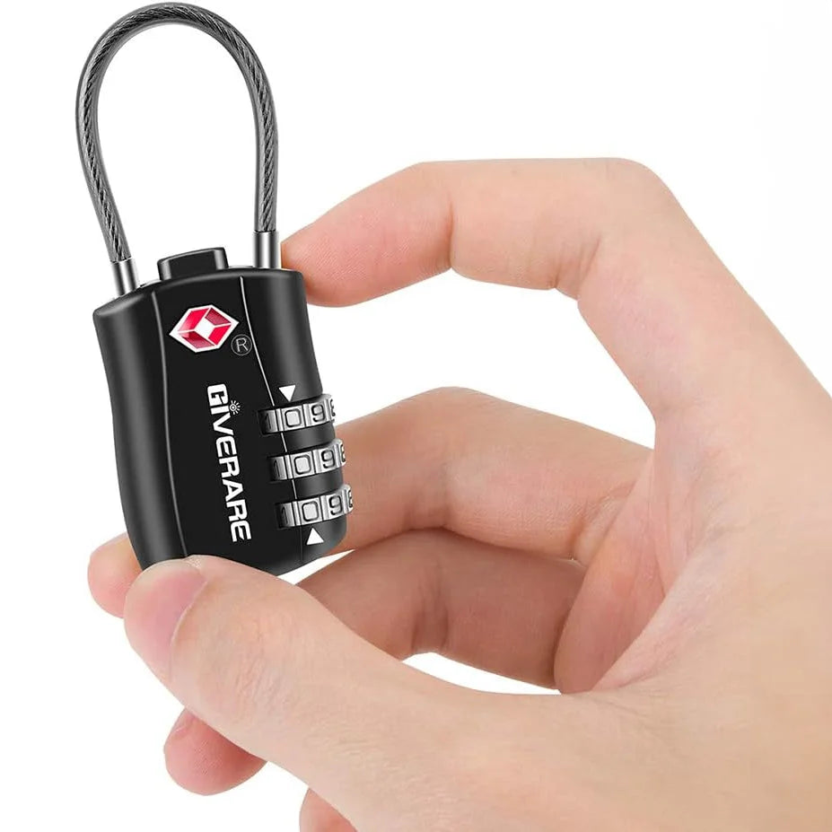 قفل الأمتعة من سبائك الزنك مع كلمة مرور مكونة من 3 أرقام لحقيبة الظهر وحقيبة الجيم وخزانة المدرسة وحقيبة السفر مع سلك مرن بدون مفتاح | الأقفال السفر ديكور_منزل شنط سفر شنط صغيرة شنط ظهر شنطة قفل للسفر | amazingEGP