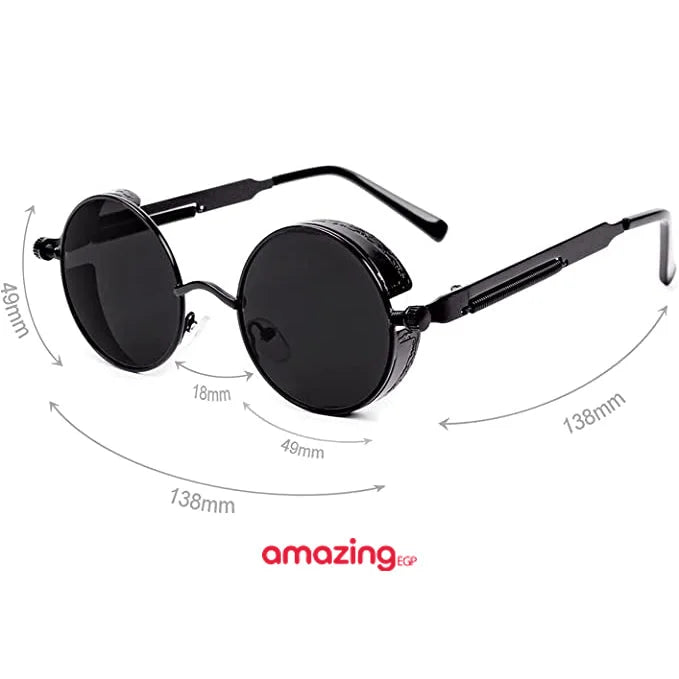 نظارات شمسية معدنية دائرية للرجال والنساء نظارات عصرية بتصميم كلاسيكي نظارات -اسود | نظارات نظارة نظارة_شمسية | amazingEGP