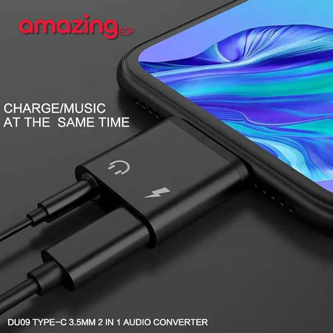 محول سماعة راس لايفون 16 15 واجهزة الاندوريد تدعم type C، محول مقبس صوت USB نوع C الى AUX مع دونجل مقسم شحن سريع PD 60 - فضي