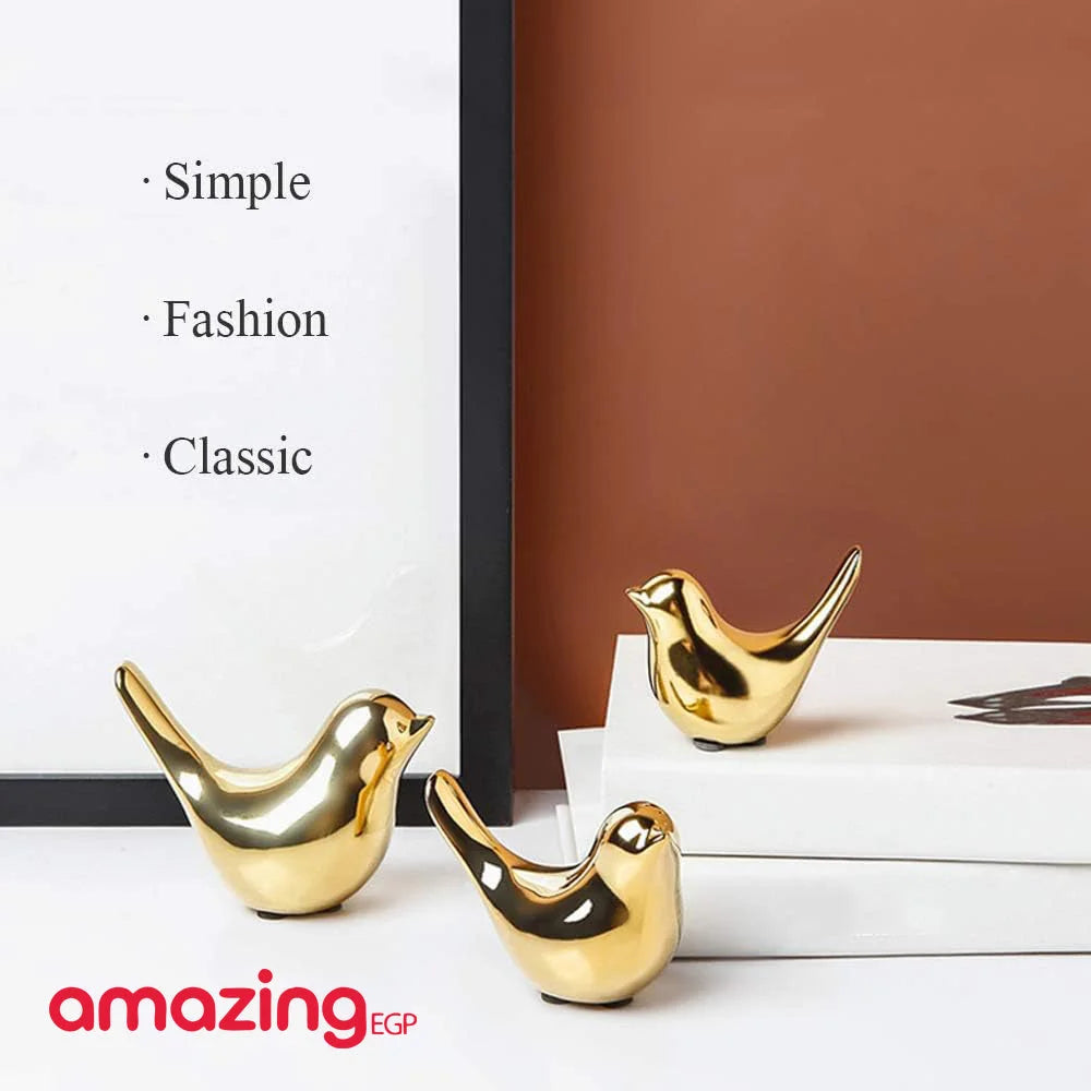ديكور سيراميك على شكل طائر مبتكر لتزيين المنزل وغرفة الرسم والمكتب تمثال زينة منحوت مناسب كهدية| 2 قطعة - ذهبي | تمثال تمثال مكتب حمامة ديكور ديكور_مكتب ديكور_منزل طائر | amazingEGP