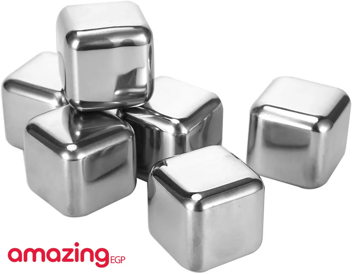 مكعبات ثلج من الستانلس ستيل النقي السريعة التجميد  احجار ثلج من الستانلس ستيل قابلة لاعادة الاستخدام - احجار تبريد لمشروباتك المفضلة - احجار معدنية قابلة لاعادة الاستخدام بمشبك  8 قطع | البوربون المكتب تبريد تبريد المشروبات ثلج خمرة ديكور_منزل رمضان مكعبا