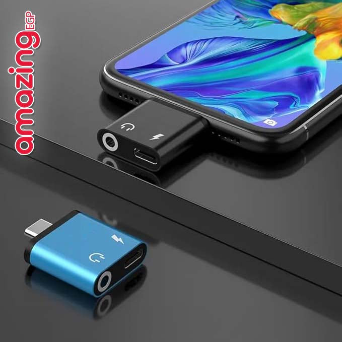 محول سماعة راس لايفون 16 15 واجهزة الاندوريد تدعم type C، محول مقبس صوت USB نوع C الى AUX مع دونجل مقسم شحن سريع PD 60 - أسود