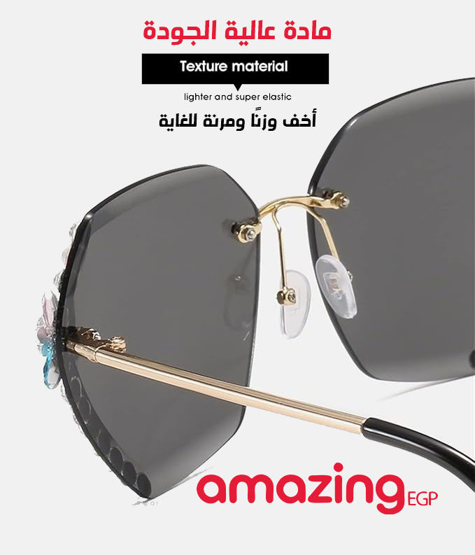 النظارات الشمسية المزخرفة بالراين حسب الموضة للنساء لاستخدام يومي، إكسسوارات الشاطئ للنساء، نظارات شمسية أساسية لملابس النساء مناسبة لحفلات اليخت وحفلات