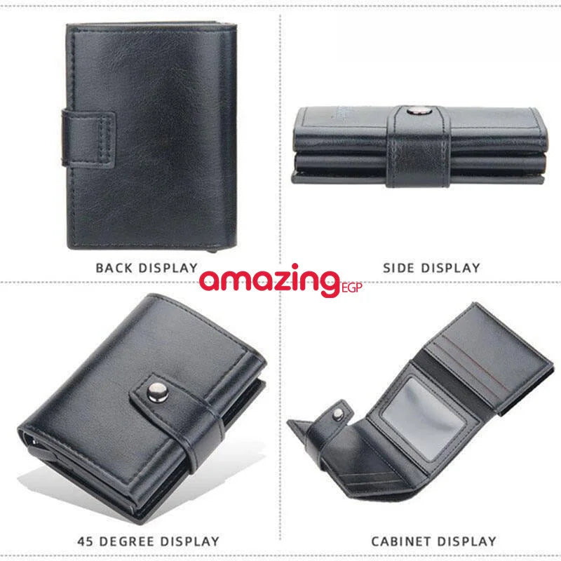 حامل بطاقات مع تقنية RFID - محفظة رجالية عالية الجودة من الجلد الأصلي محفظة ذكية نحيفة ورفيعة محفظة صغيرة هدية لحماية معلومات CC الخاصة بك بتقنية RFID | اسود| | الرجال جلد طبيعي محافظ محافظ نسائي محفظة محفظة رجالي محفظة كربون | amazingEGP