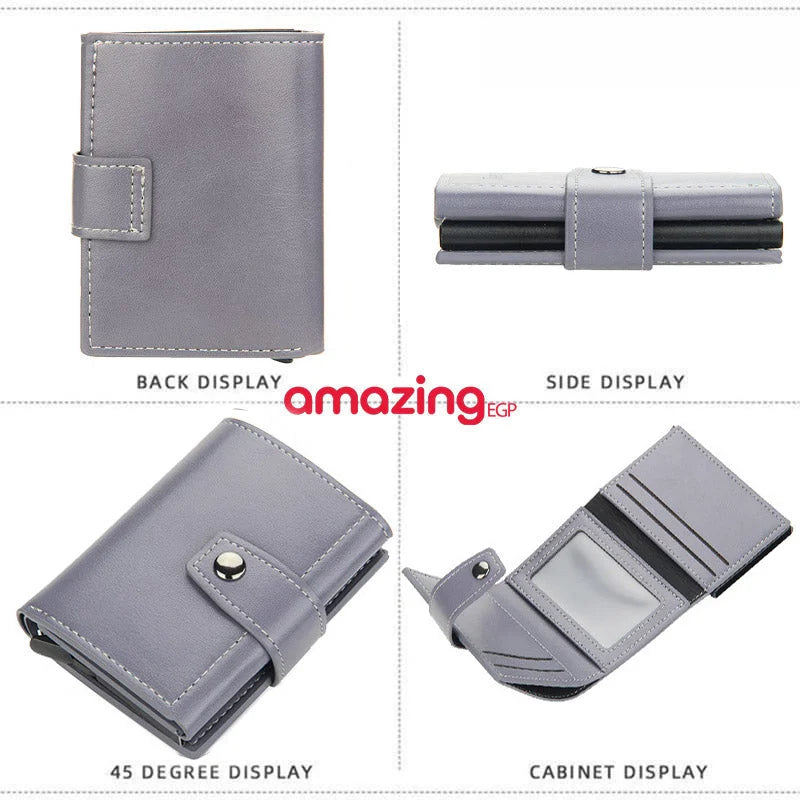 حامل بطاقات مع تقنية RFID - محفظة رجالية عالية الجودة من الجلد الأصلي محفظة ذكية نحيفة ورفيعة محفظة صغيرة هدية لحماية معلومات CC الخاصة بك بتقنية RFID | رمادي| | الرجال جلد طبيعي محافظ محافظ نسائي محفظة محفظة رجالي محفظة كربون | amazingEGP