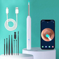 اداة ازالة شمع الاذن - منظف اذن مع كاميرا ودعامة، مجموعة ازالة شمع الاذن البصرية الذكية مع ملعقة اذن خفيفة، مجموعة من 8 قطع لتنظيف الاذن اليومية، منظف شمع الاذن لنظامي iOS واندرويد - أبيض