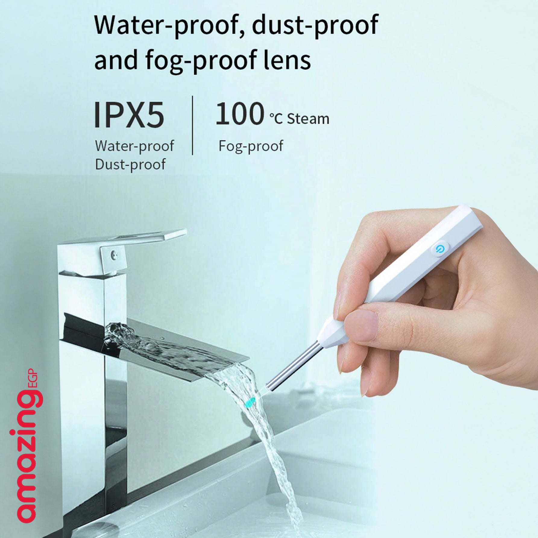 اداة ازالة شمع الاذن - منظف اذن مع كاميرا ودعامة، مجموعة ازالة شمع الاذن البصرية الذكية مع ملعقة اذن خفيفة، مجموعة من 8 قطع لتنظيف الاذن اليومية، منظف شمع الاذن لنظامي iOS واندرويد - أبيض