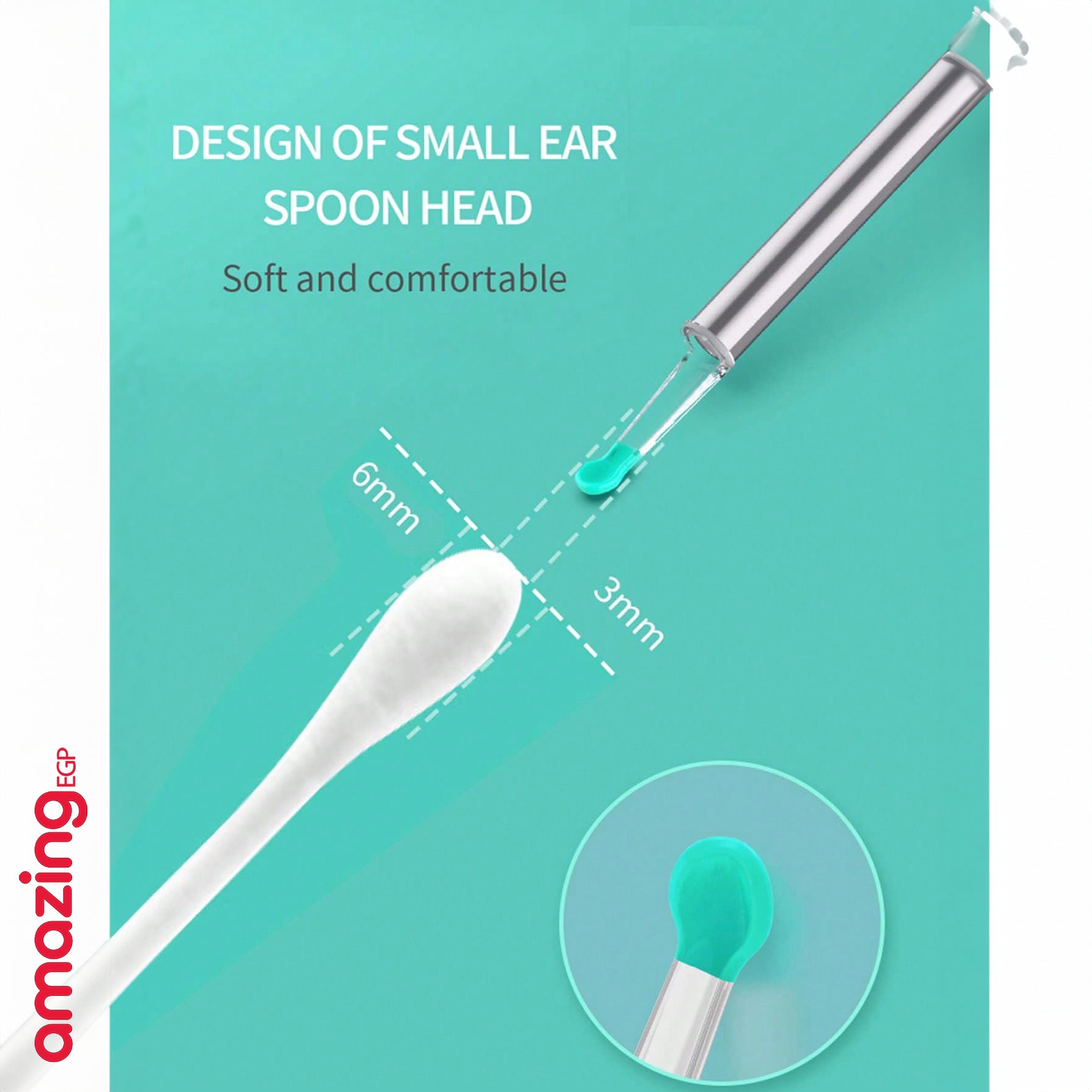 اداة ازالة شمع الاذن - منظف اذن مع كاميرا ودعامة، مجموعة ازالة شمع الاذن البصرية الذكية مع ملعقة اذن خفيفة، مجموعة من 8 قطع لتنظيف الاذن اليومية، منظف شمع الاذن لنظامي iOS واندرويد - أبيض