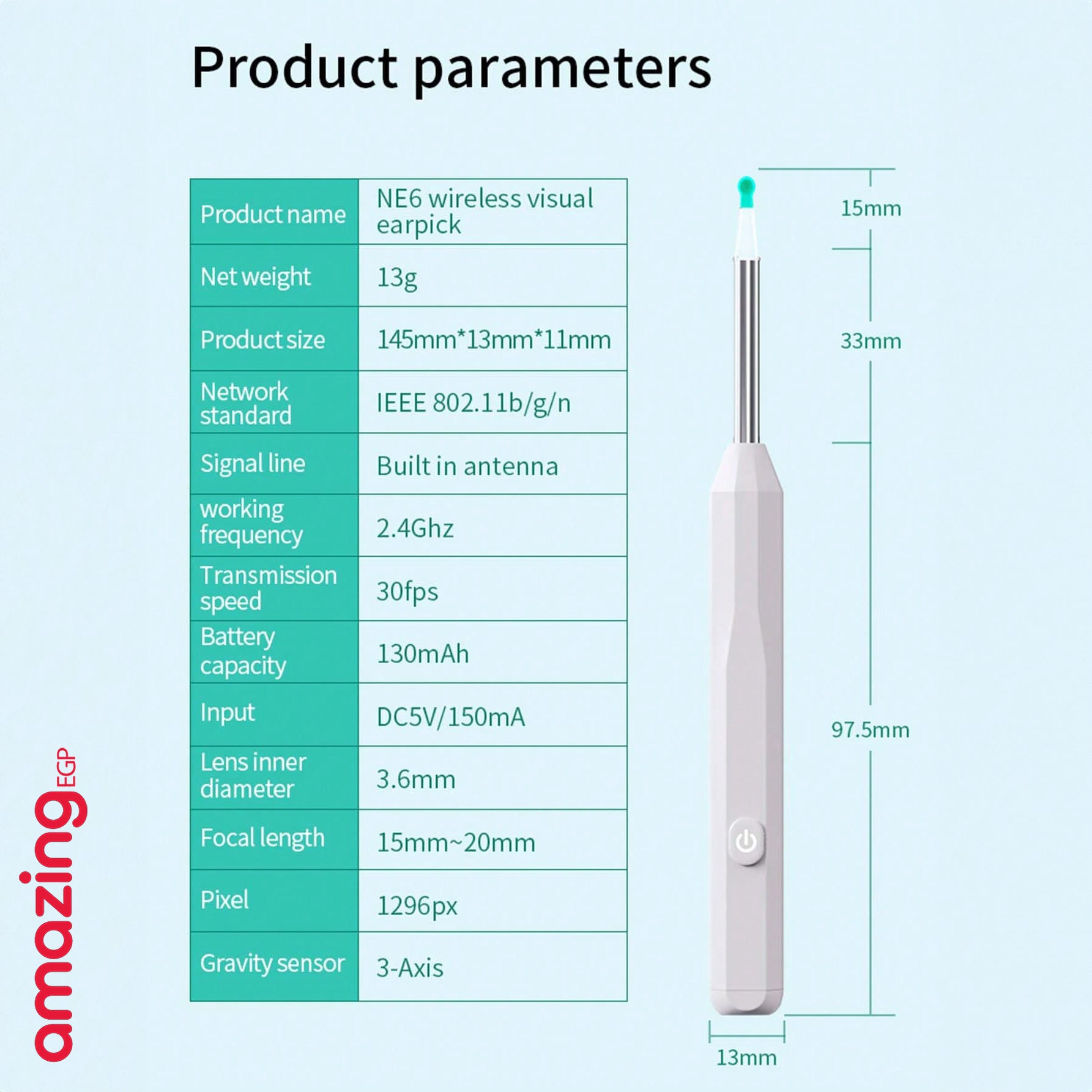 اداة ازالة شمع الاذن - منظف اذن مع كاميرا ودعامة، مجموعة ازالة شمع الاذن البصرية الذكية مع ملعقة اذن خفيفة، مجموعة من 8 قطع لتنظيف الاذن اليومية، منظف شمع الاذن لنظامي iOS واندرويد - أبيض