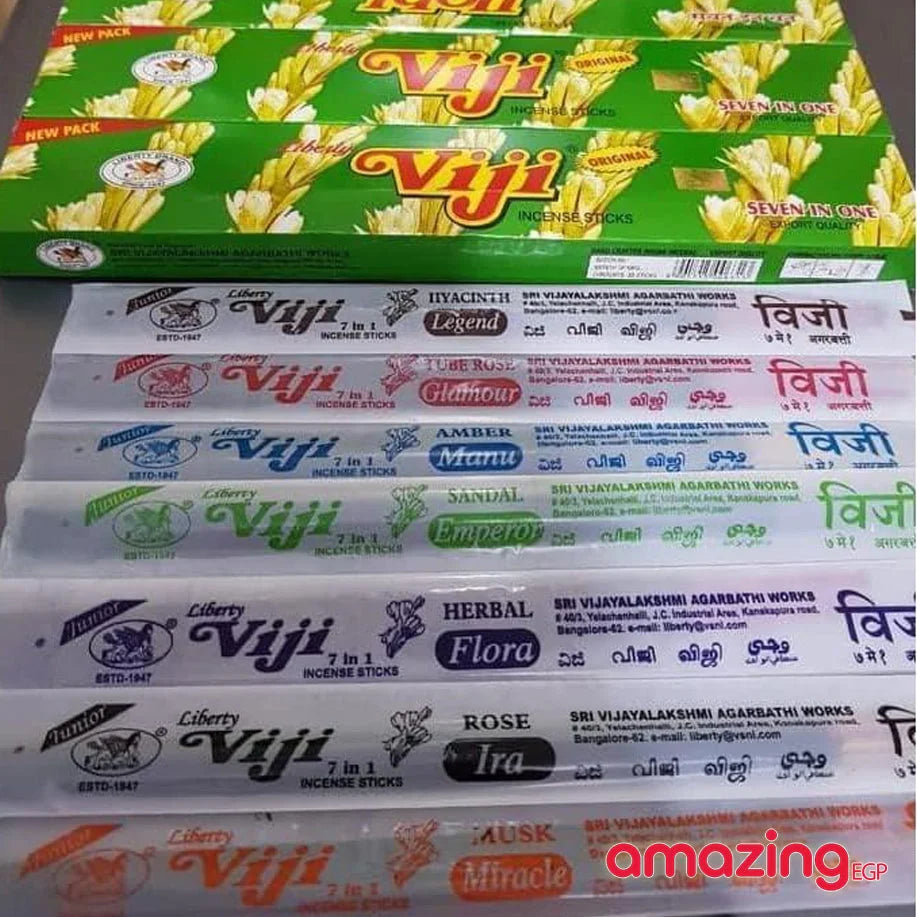 مجموعة أعواد بخور فيجي Viji الاصلي الهندي مزيج منعش من سبعة عطور مختلفة - 7 في 1 مكونة من 28 قطعة | المنزل بخور بخور مستورد بخور هندي حامل بخور حامل عود ديكور رائحة المنزل عود عيدان بخور مبخرة مركب | amazingEGP