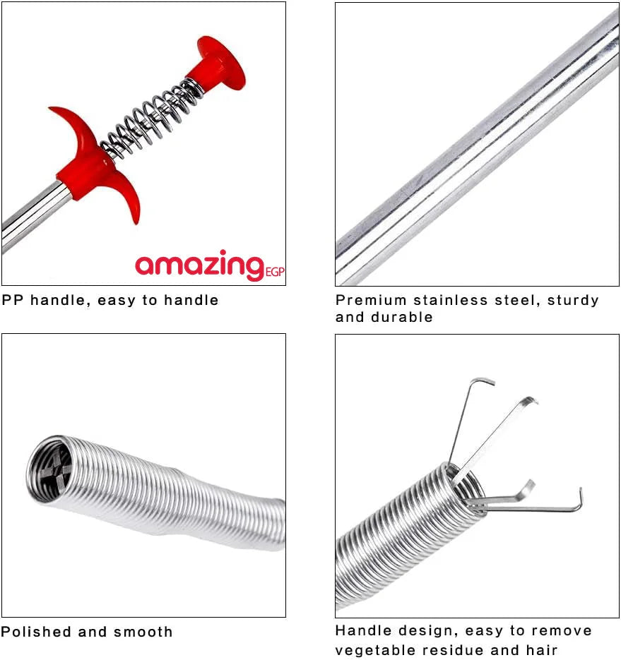 اداة التقاط قابلة للامساك اداة تصريف متينة قابلة للانحناء مخلب تنظيف شعر الصرف الصحي متعدد الوظائف اداة تجريف الانابيب المحملة بنابض اداة ازالة انسداد الصرف | استحمام التقاط المرحاض انسداد انسداد المرحاض تنظيف الحوض حمام حوض حوض الحمام دش راس دش سماعة_دش