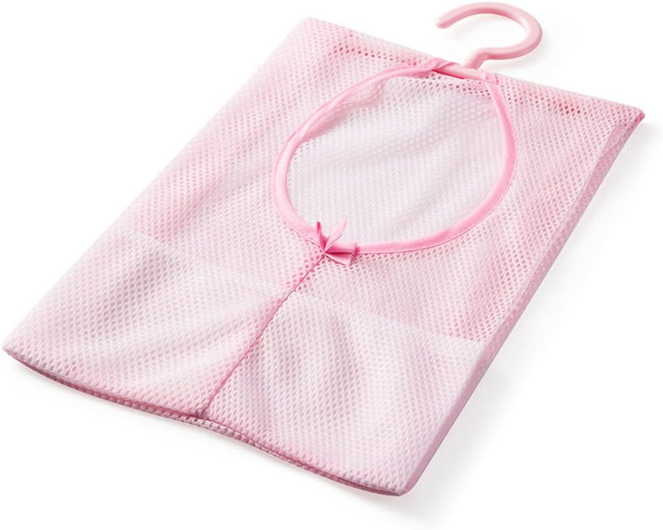 شنطة تخزين قابلة للتعليق متعددة الأغراض، تصلح لصابون حمام، منشفة التجفيف، شنطة شبكية، منظم للجوارب، للملابس داخلية، سلة لتجفيف الملابس - زهري