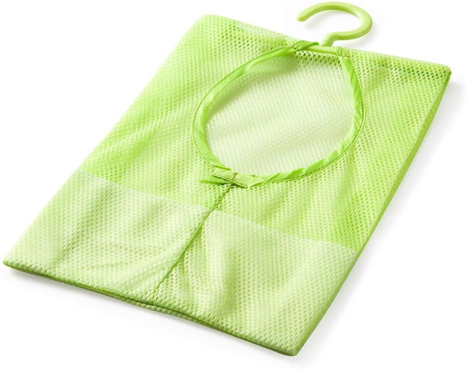 شنطة تخزين قابلة للتعليق متعددة الأغراض، تصلح لصابون حمام، منشفة التجفيف، شنطة شبكية، منظم للجوارب، للملابس داخلية، سلة لتجفيف الملابس - أخضر